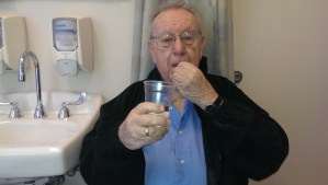 My father taking pill 9 of 15 on day 1 of his "procedure".